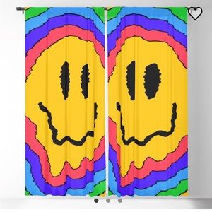 Single Trippy Smiley Face Curtain - Blackout 50”x84”